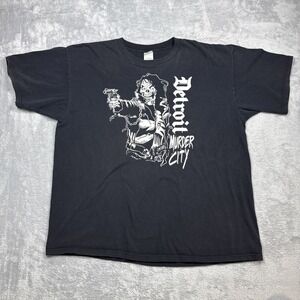 Detroit Murder City Shirt Men 2XL Black Distressed Kevin Sykes Zombie Fade Holes